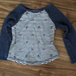 Girls Floral Stripe Old Navy Waffle Baseball Style Shirt - Size 4T